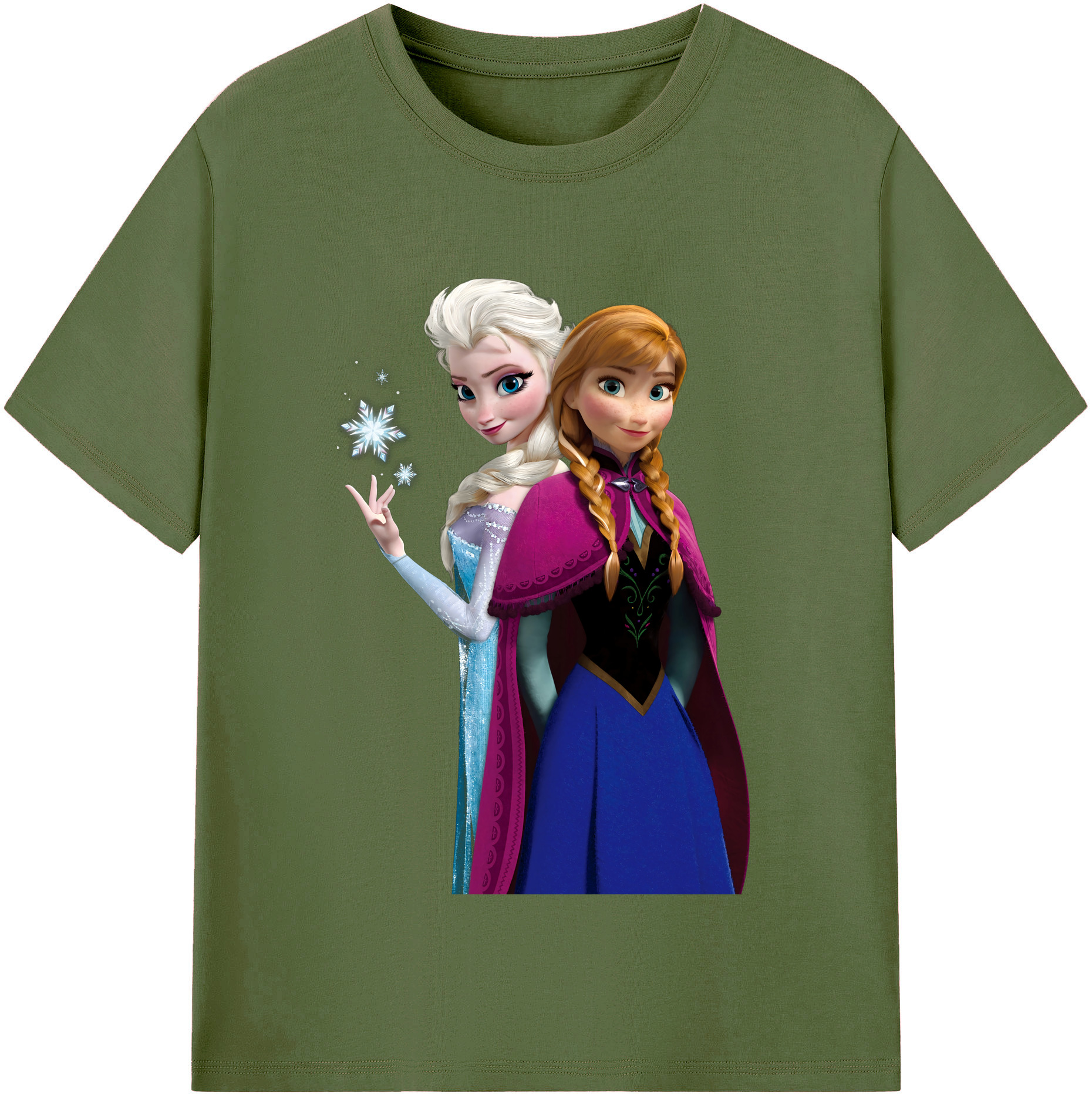 （画像用） アナと雪の女王 アンナ エルサ Frozen Anna Elsa 綿100％半袖Tシャツ（フロントプリント）